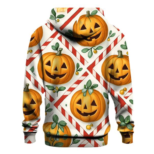 Candy Cane Pumpkin Lattice On Snow White zip-up hoodies
