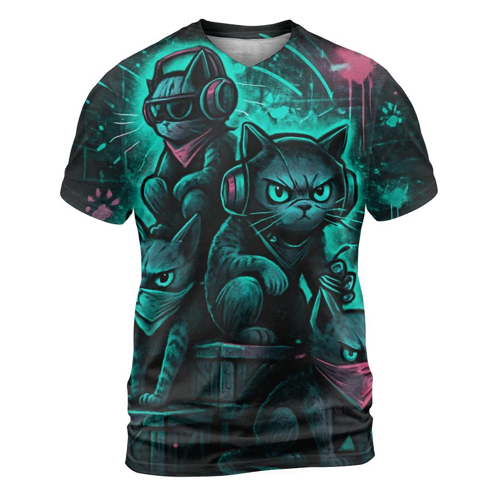 Graffiti Alley Nine Lives creative print fashion shirts