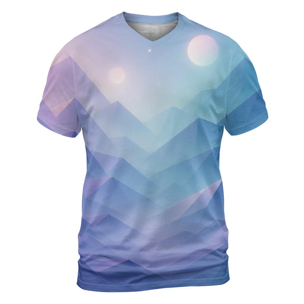 Celestial Paper Mountains vibrant all-over design tees