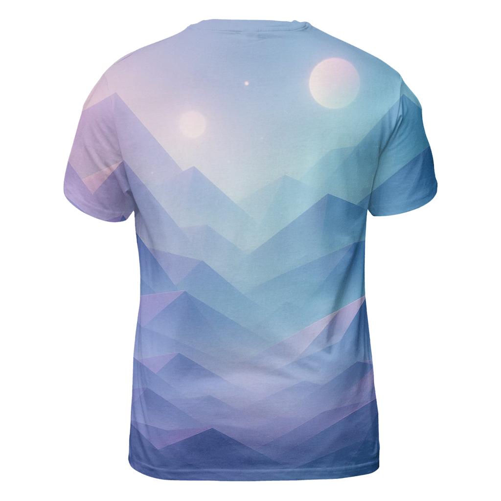 Celestial Paper Mountains vibrant all-over design tees