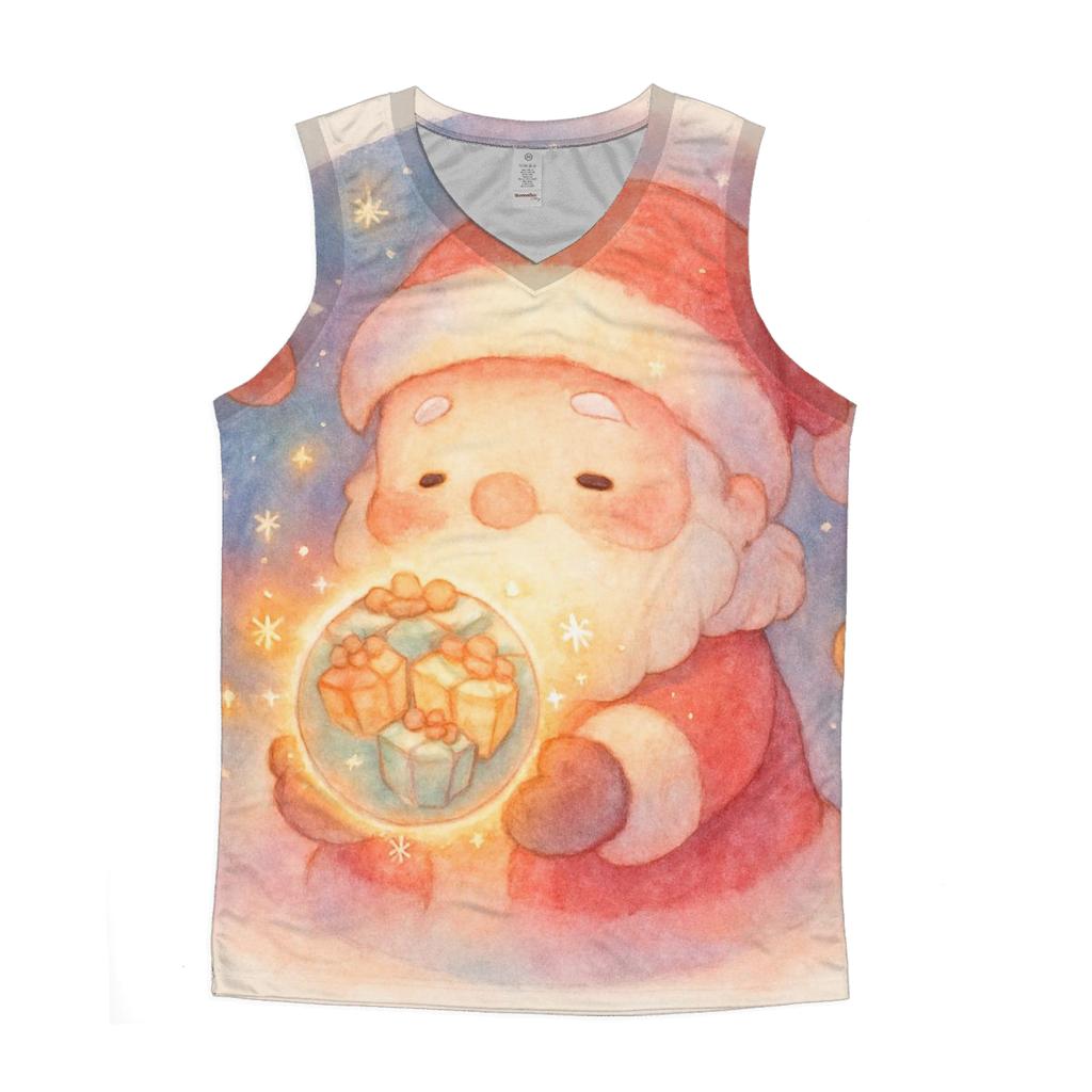 Pocket Galaxy Santa graphic print tank tops