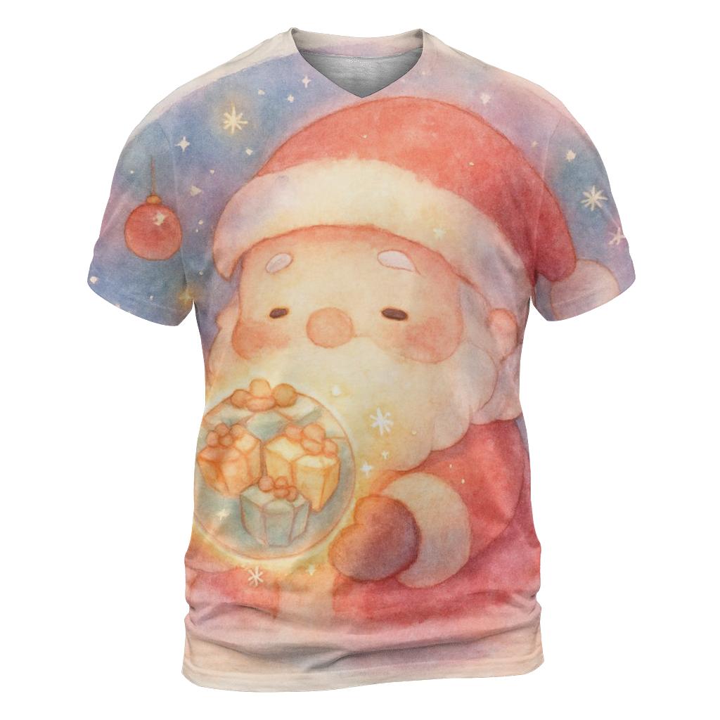 Pocket Galaxy Santa artistic all-over print tops