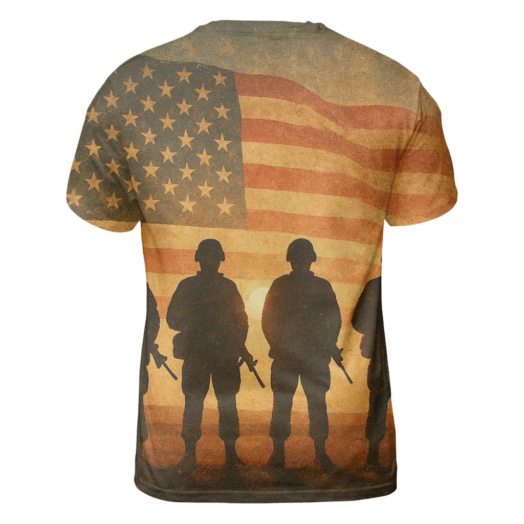 Veteran Silhouette Sunset creative print fashion shirts