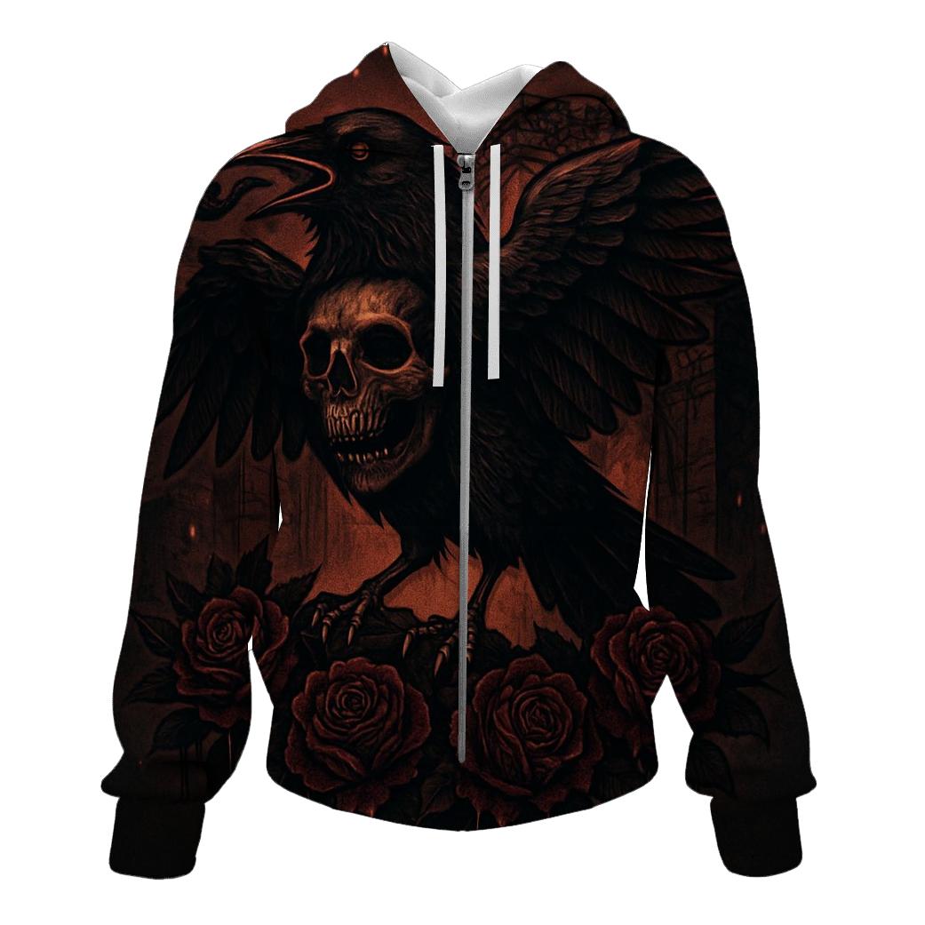 Raven Emperor And The Bleeding Roses embroidered hoodies