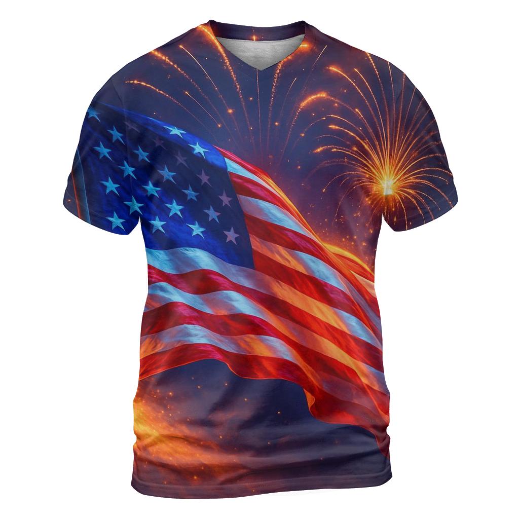 Firework Halo Flag statement graphic shirts