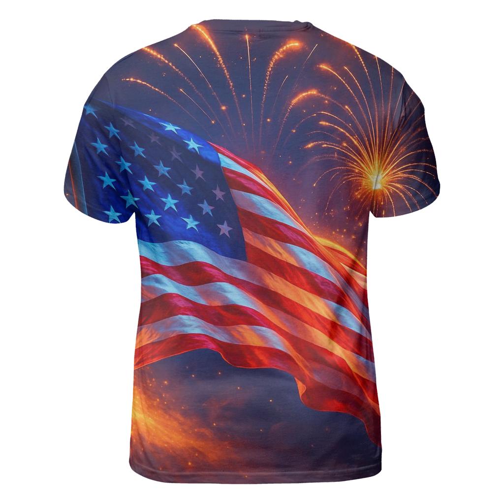 Firework Halo Flag statement graphic shirts