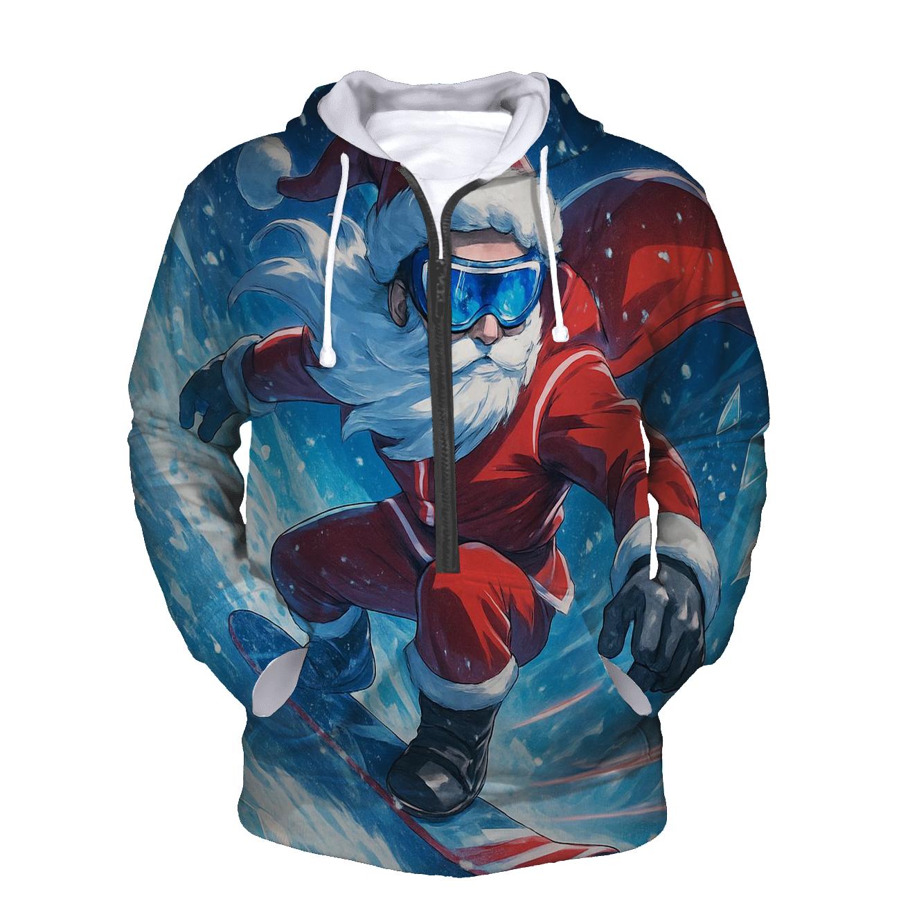 Frostbound Snowboarder Claus lightweight hoodies