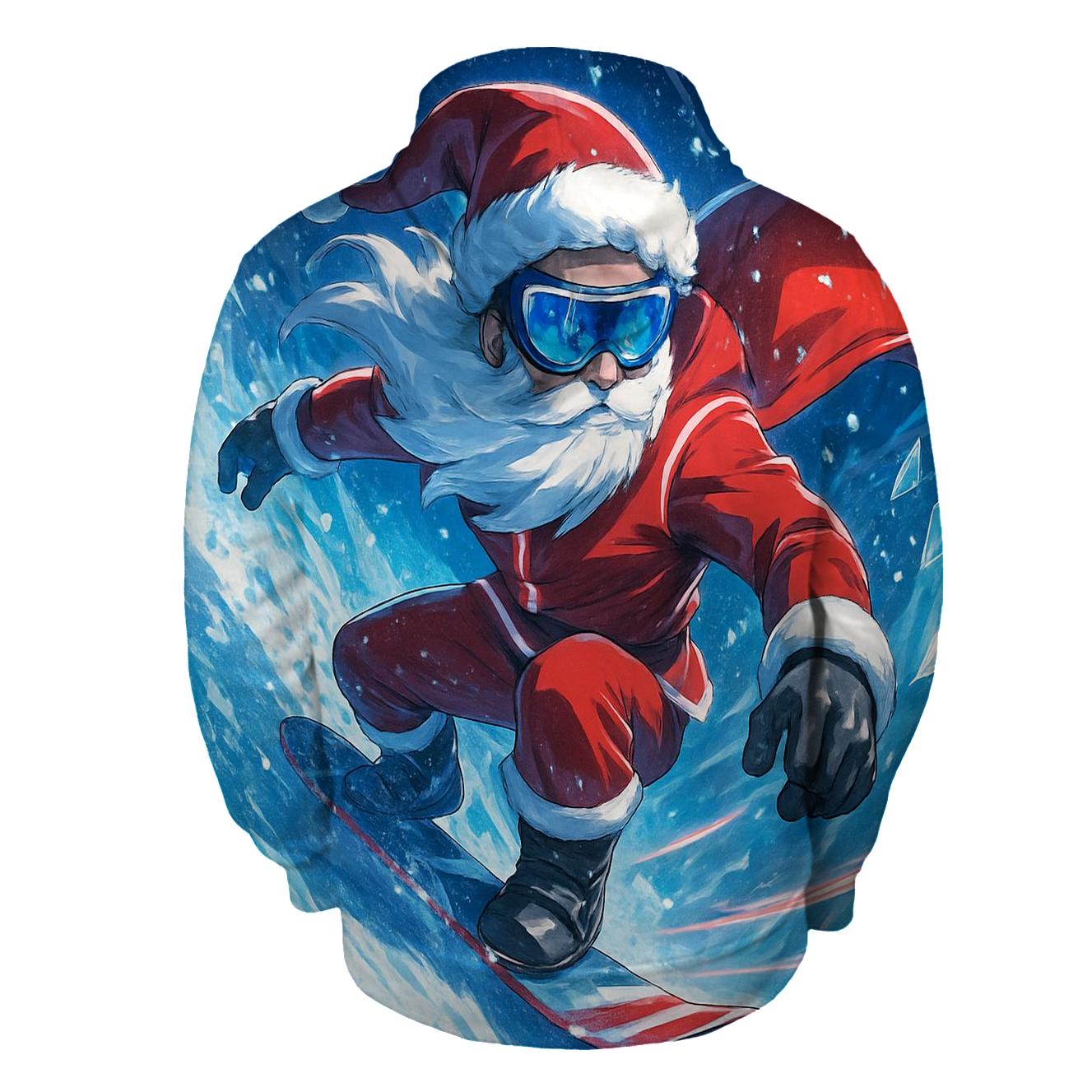 Frostbound Snowboarder Claus lightweight hoodies