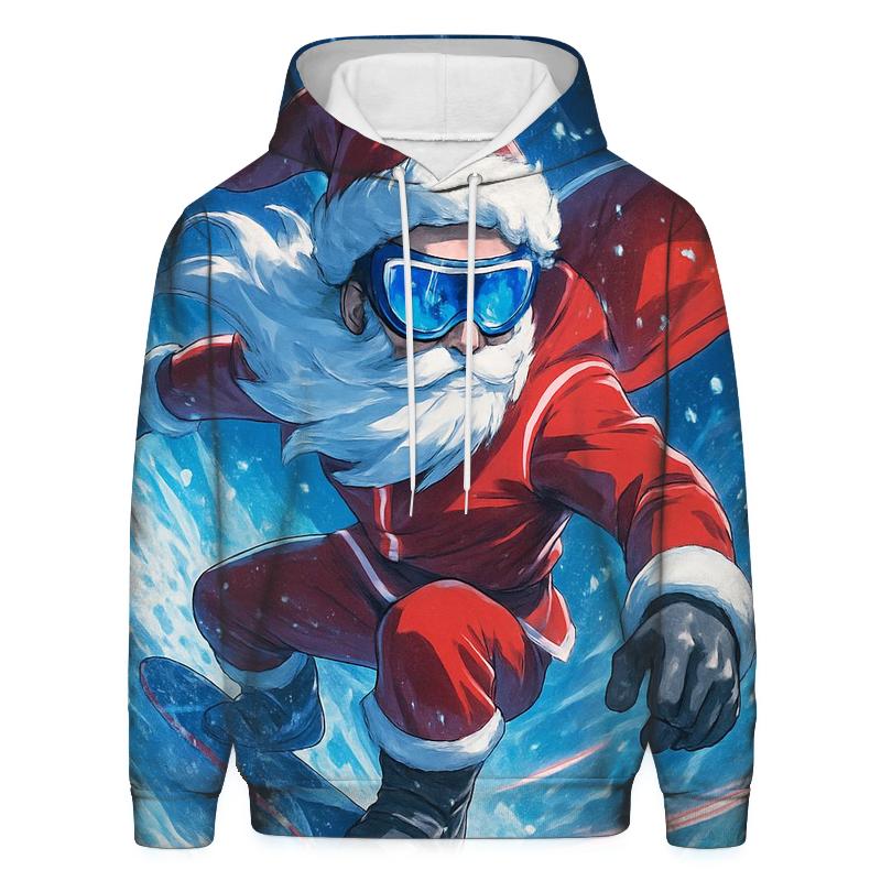 Frostbound Snowboarder Claus pullover hoodies