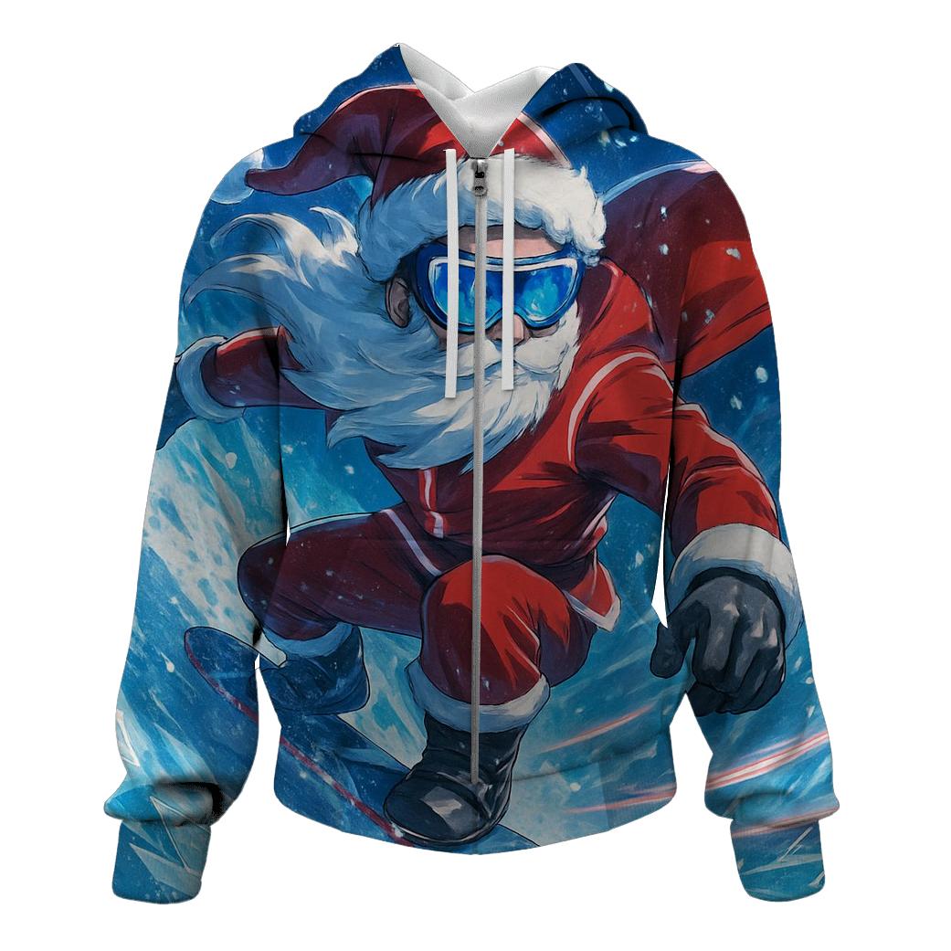 Frostbound Snowboarder Claus hoodies fashion