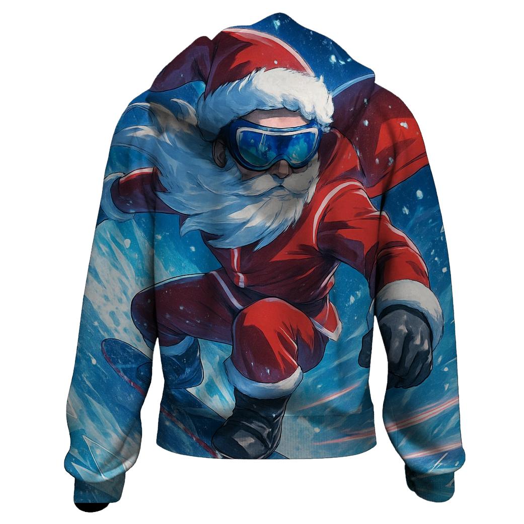 Frostbound Snowboarder Claus hoodies fashion