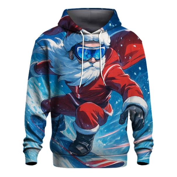 Frostbound Snowboarder Claus printed hoodies