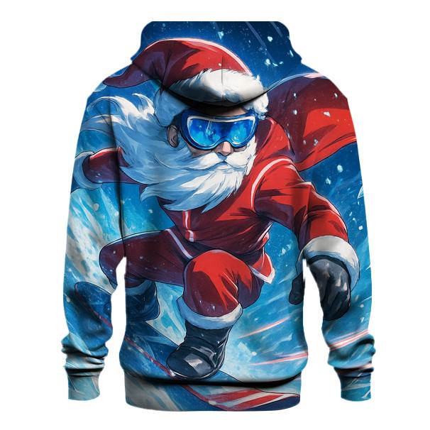 Frostbound Snowboarder Claus printed hoodies