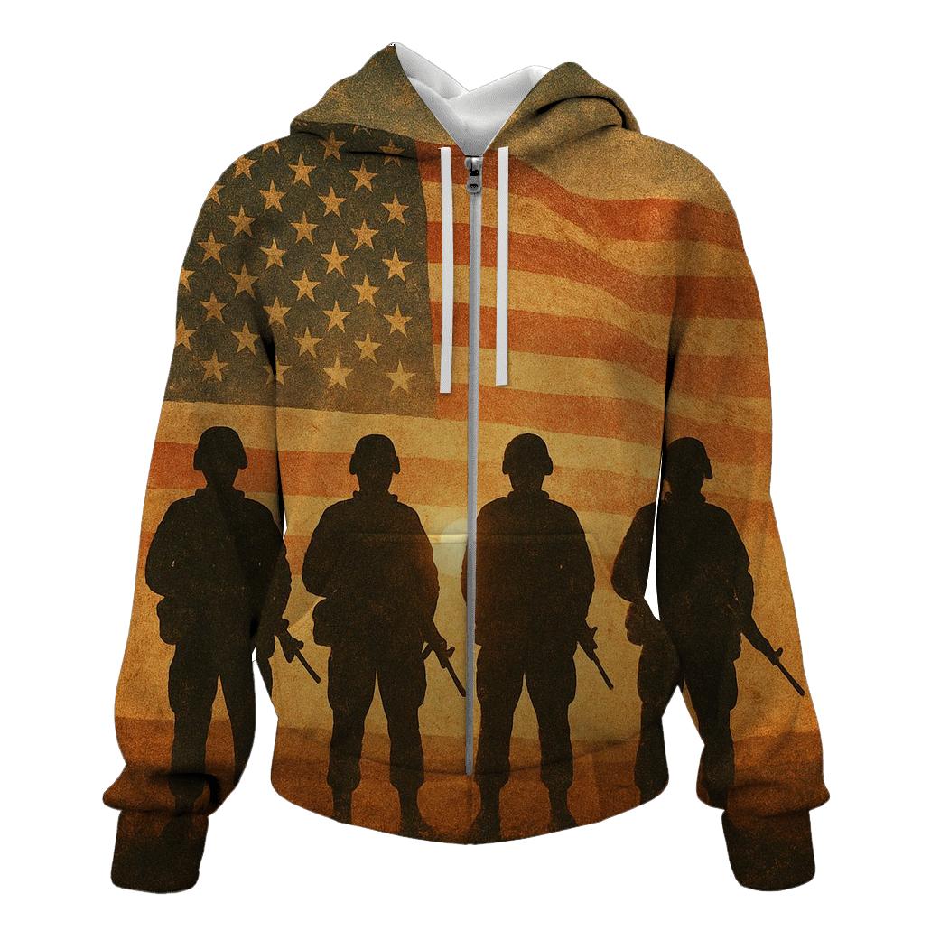 Veteran Silhouette Sunset printed hoodies