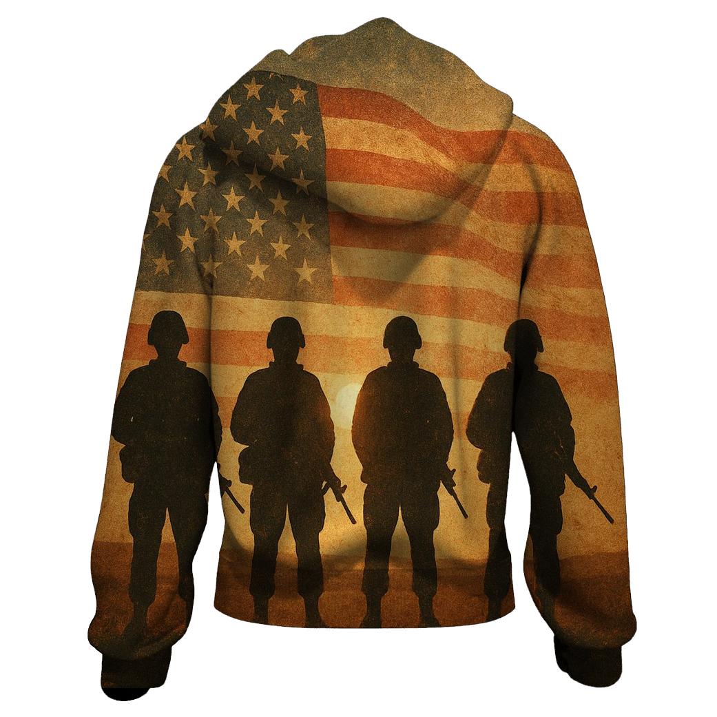 Veteran Silhouette Sunset printed hoodies