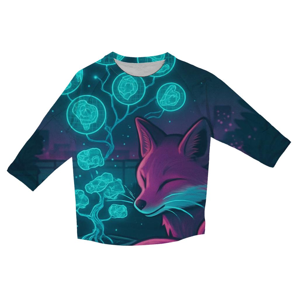 Neon Bonsai Fox fashion 3/4 sleeve shirts