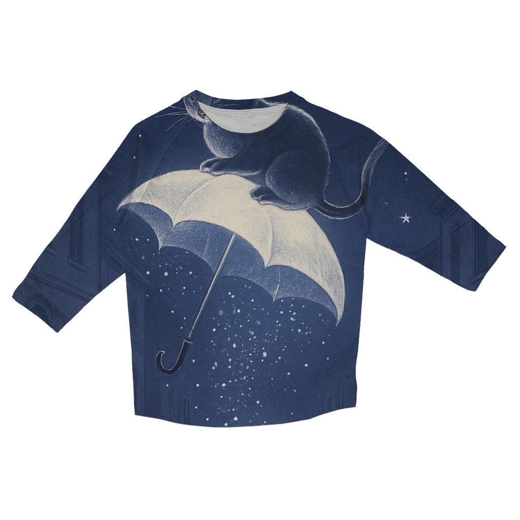 Moonbeam Umbrella Cat cotton quarter sleeve shirts