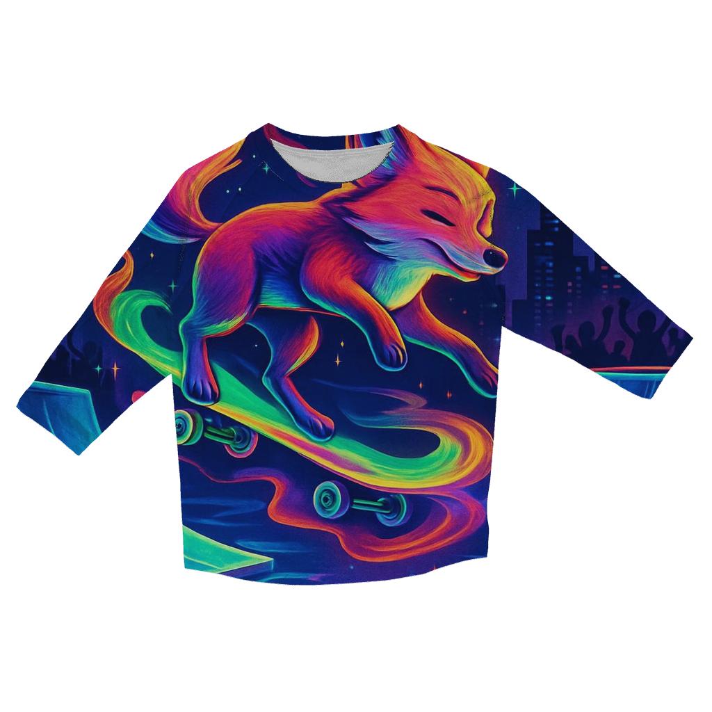 Aurora Skateboard Fox cotton quarter sleeve shirts