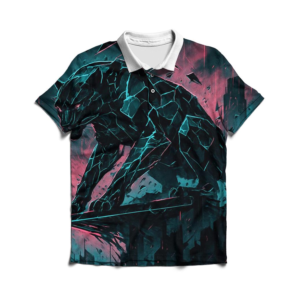 Fragmented Skyline Panther premium cotton polo shirts