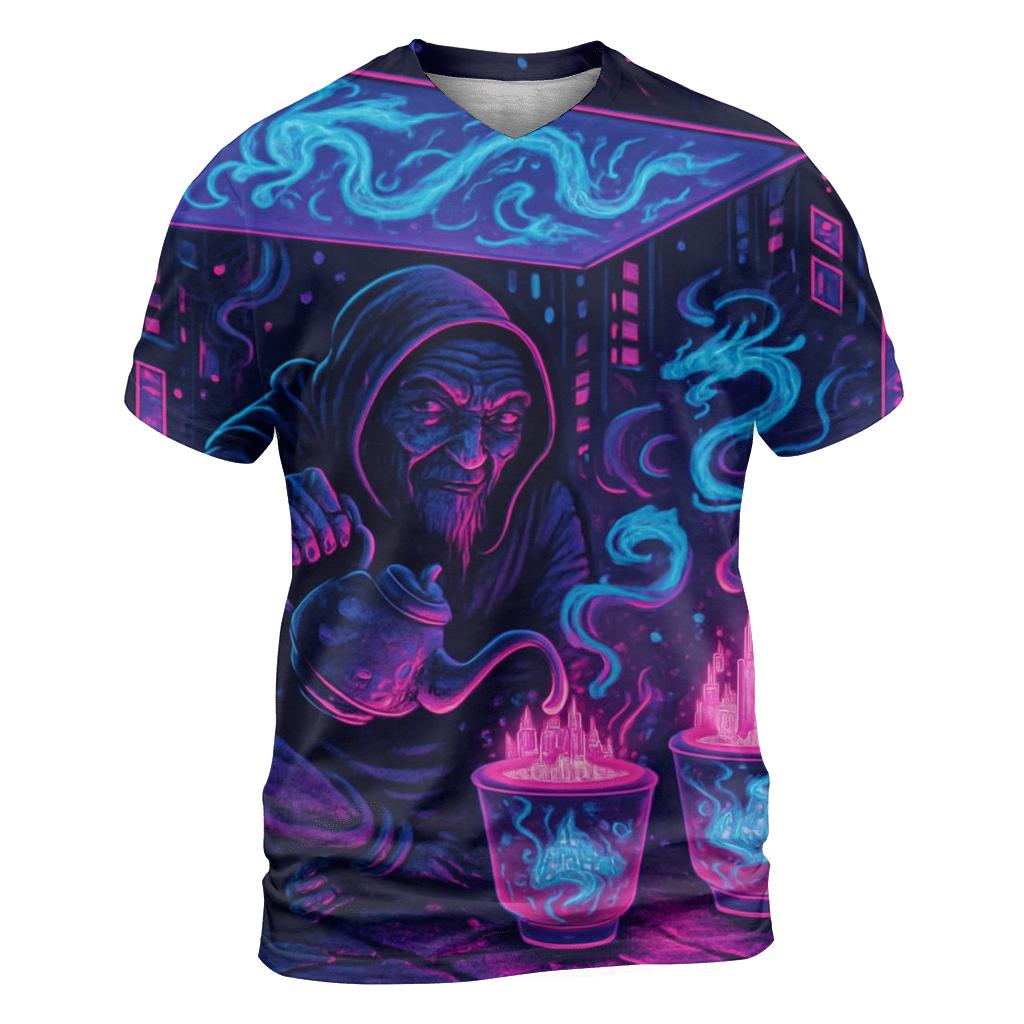 Neon Tea Stall Guardian artistic all-over print tops