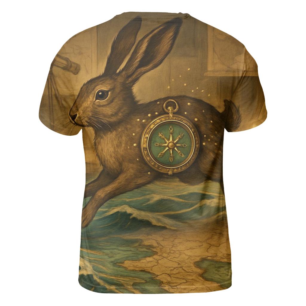 Gilded Compass Hare vibrant all-over design tees