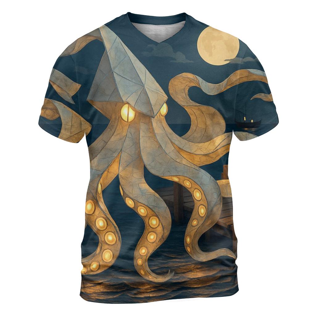 Paper Lantern Kraken vibrant all-over design tees