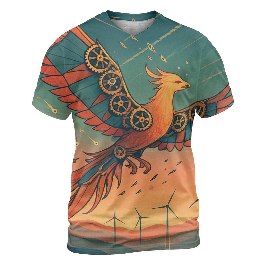 Clockwork Kite Phoenix creative print fashion shirts