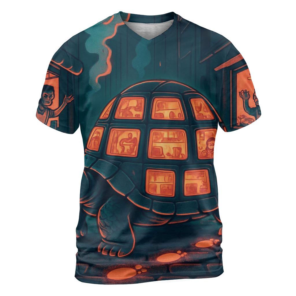 Glimmering Alley Tortoise vibrant all-over design tees