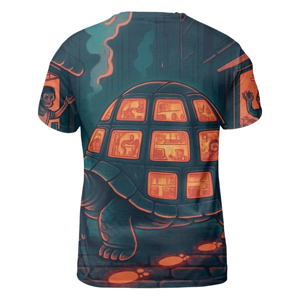 Glimmering Alley Tortoise vibrant all-over design tees