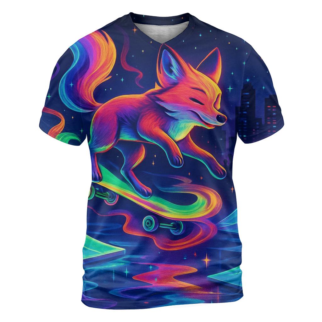 Aurora Skateboard Fox creative print fashion shirts