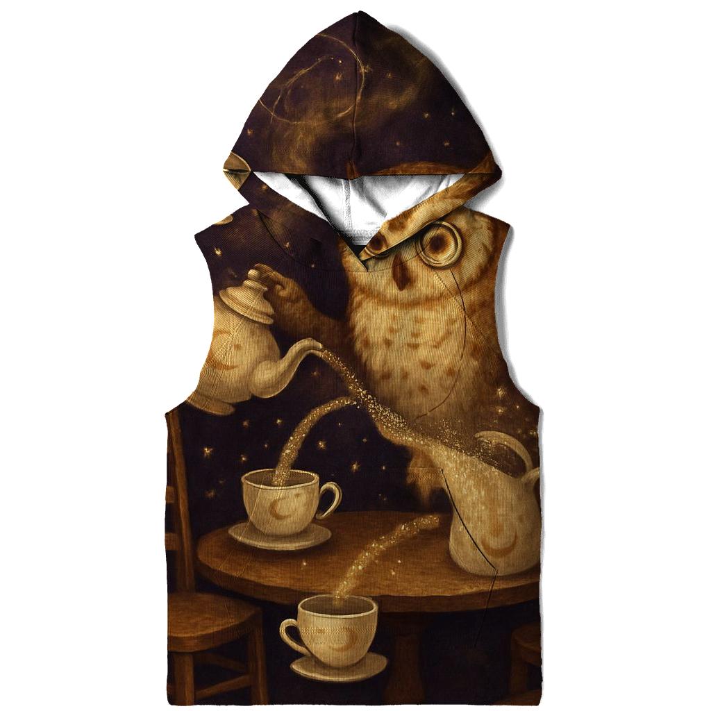 Galactic Tea Party Owl lightweight hoodies