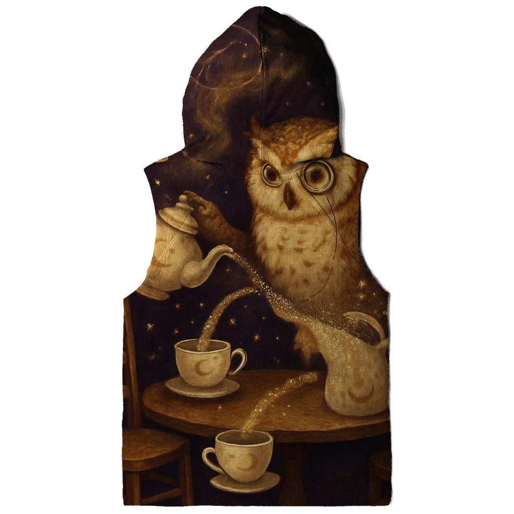 Galactic Tea Party Owl lightweight hoodies