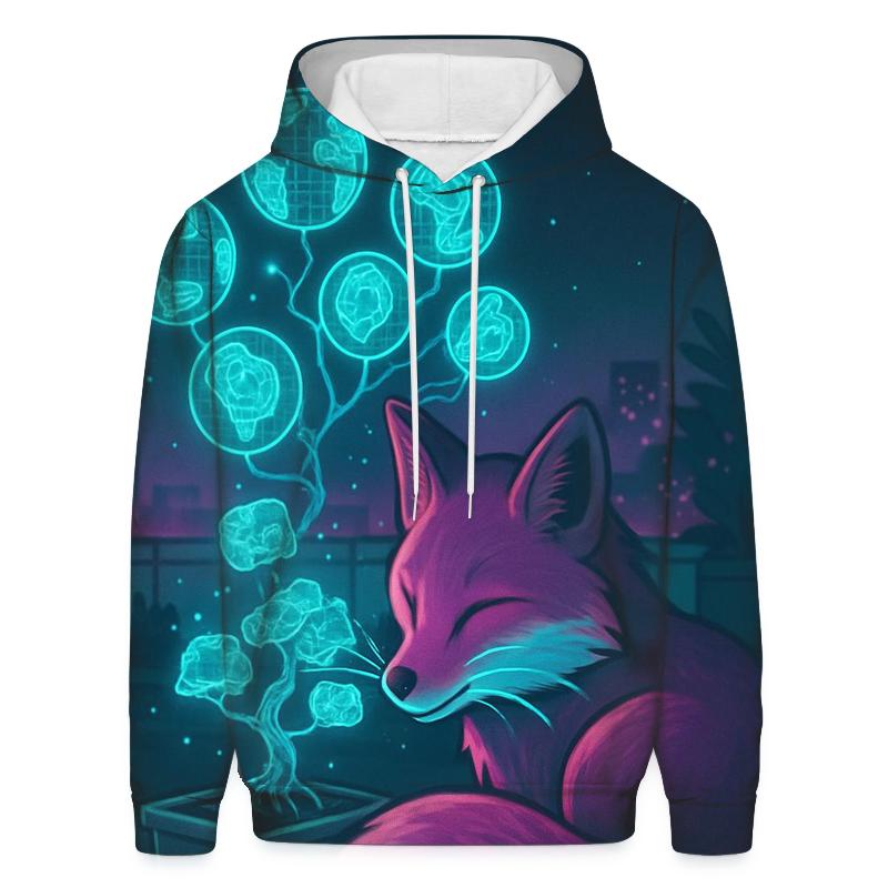 Neon Bonsai Fox zip-up hoodies