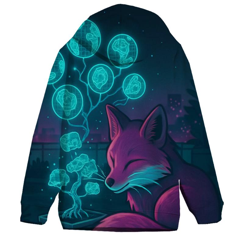 Neon Bonsai Fox zip-up hoodies