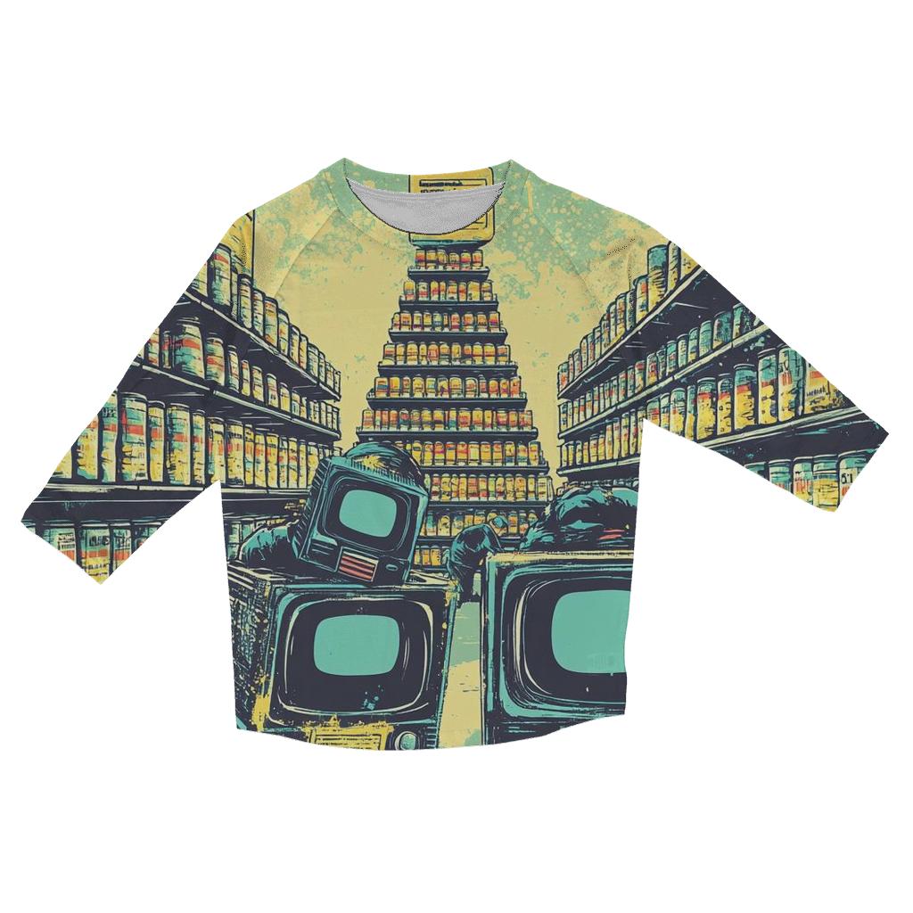 TV Static Supermarket Heist casual three quarter sleeve shirts