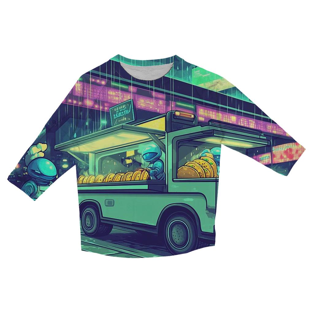 Arcade Alley Alien Food Truck trendy 3/4 sleeve tops