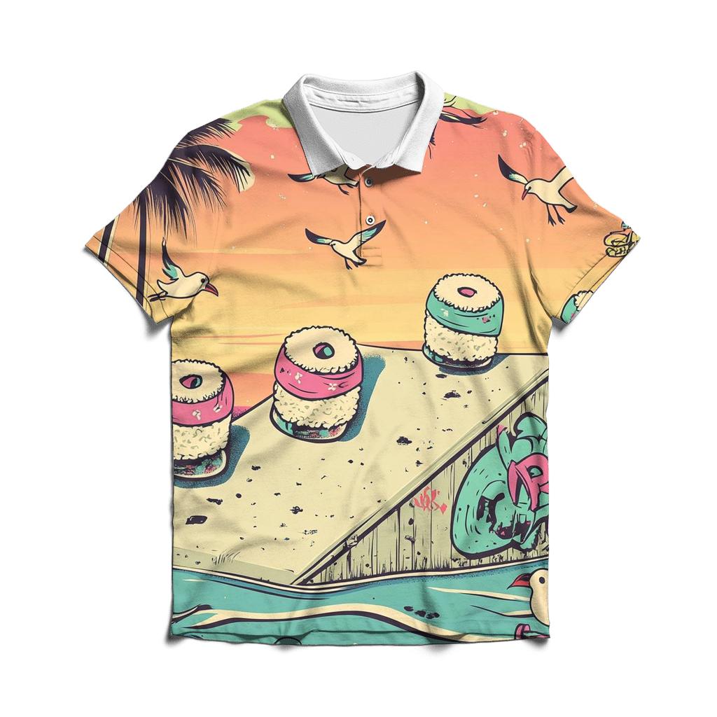 Skateboard Sushi Squad classic pique polos