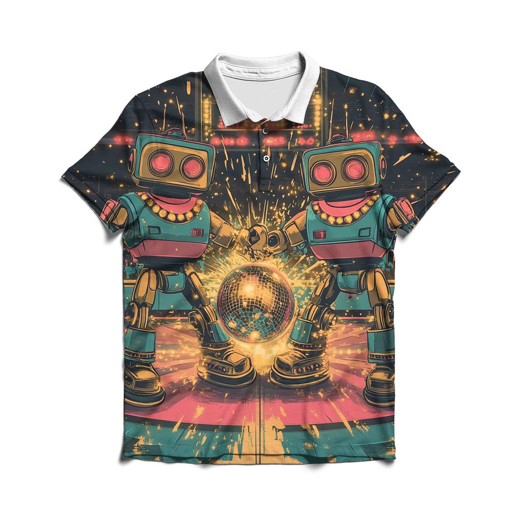 Robot Roller Rink Rumble personalized polo shirts
