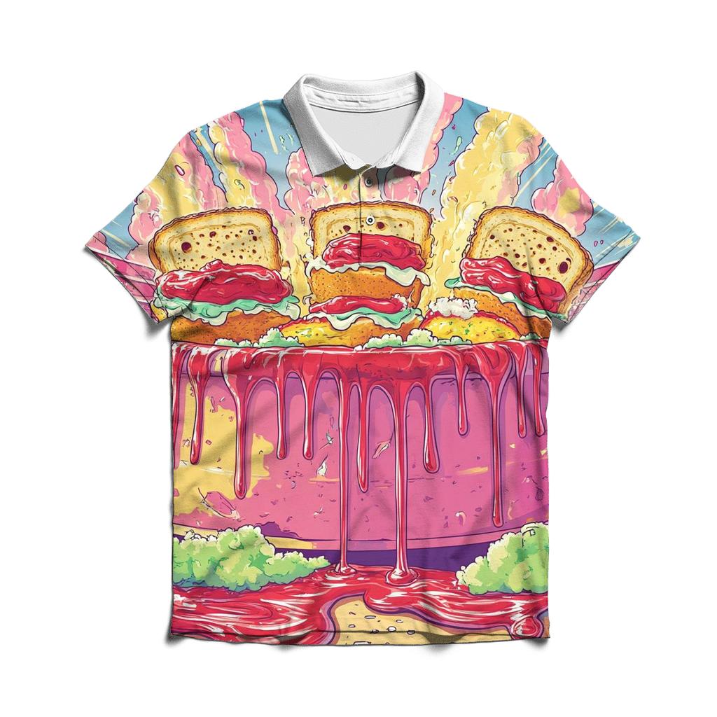 Breakfast Toon Battle Royale embroidered polo tops