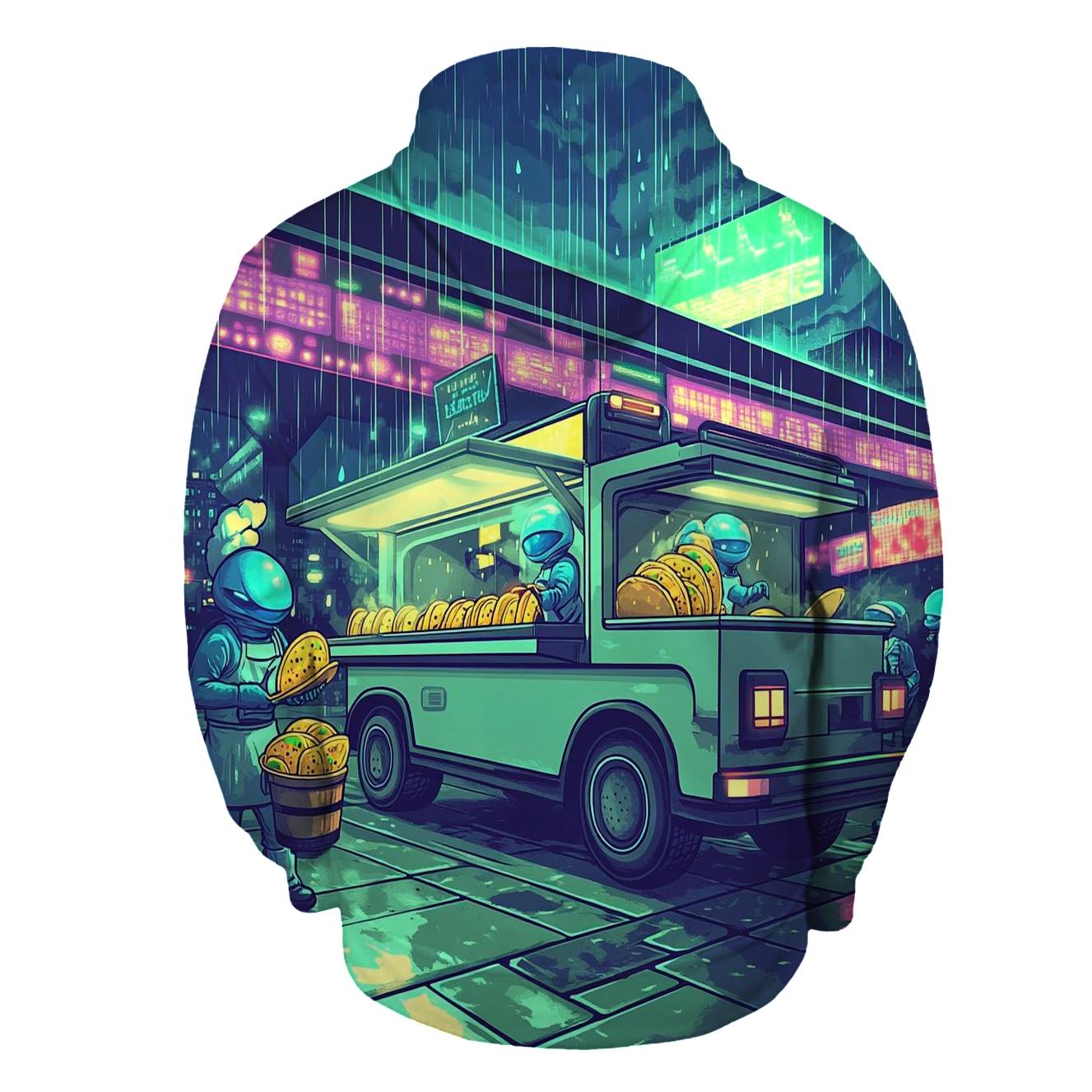 Arcade Alley Alien Food Truck graphic hoodies