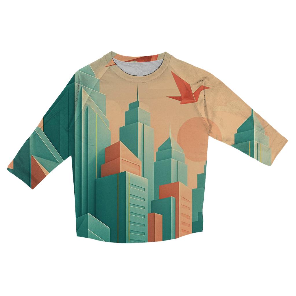Chromatic Origami City personalized 3/4 sleeve tees