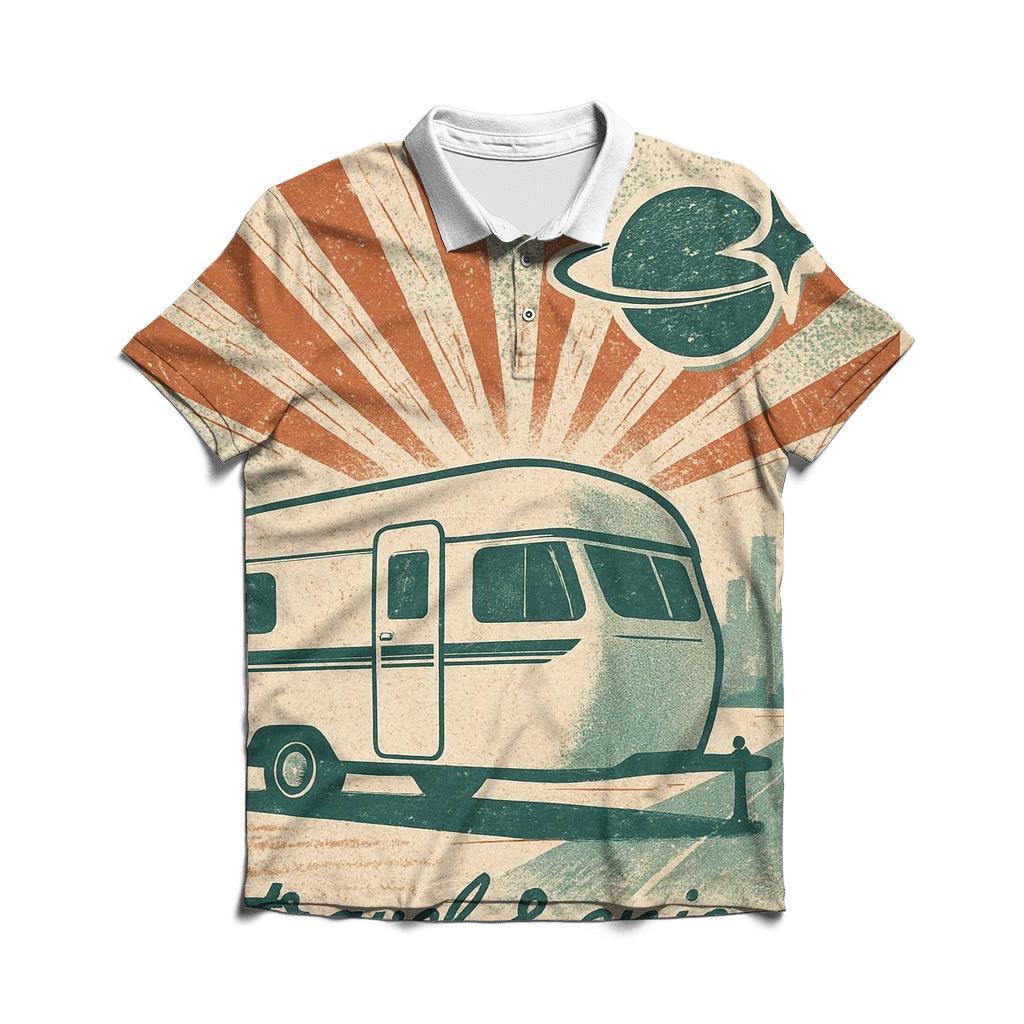 Space Age Roadtrip Poster designer slim fit polos