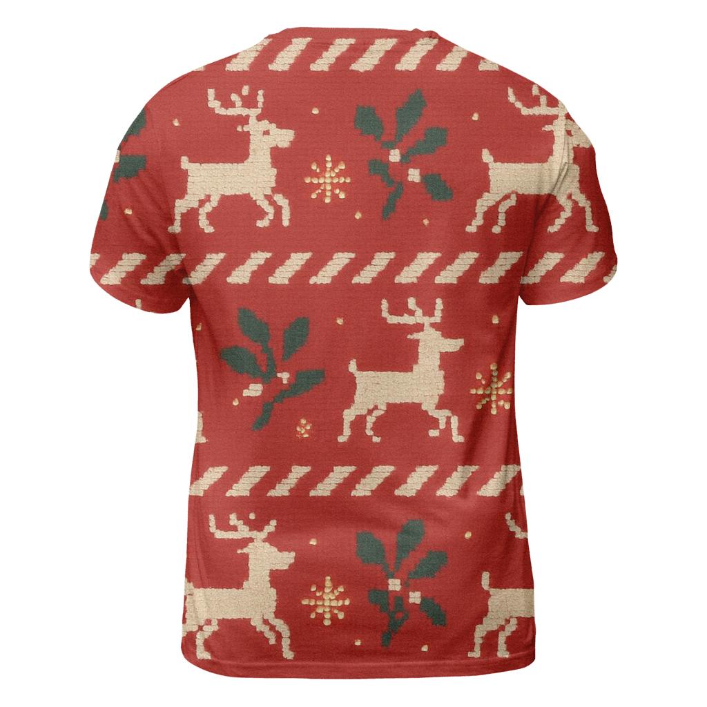 Mistletoe Reindeer Sweater Grid Design vibrant all-over design tees
