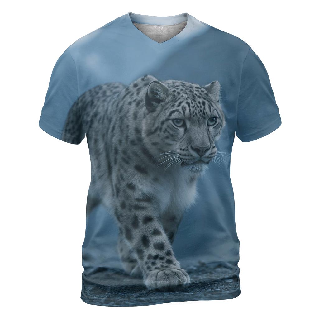 Mist Ridge Stalker Snow Leopard creative print fashion shirts