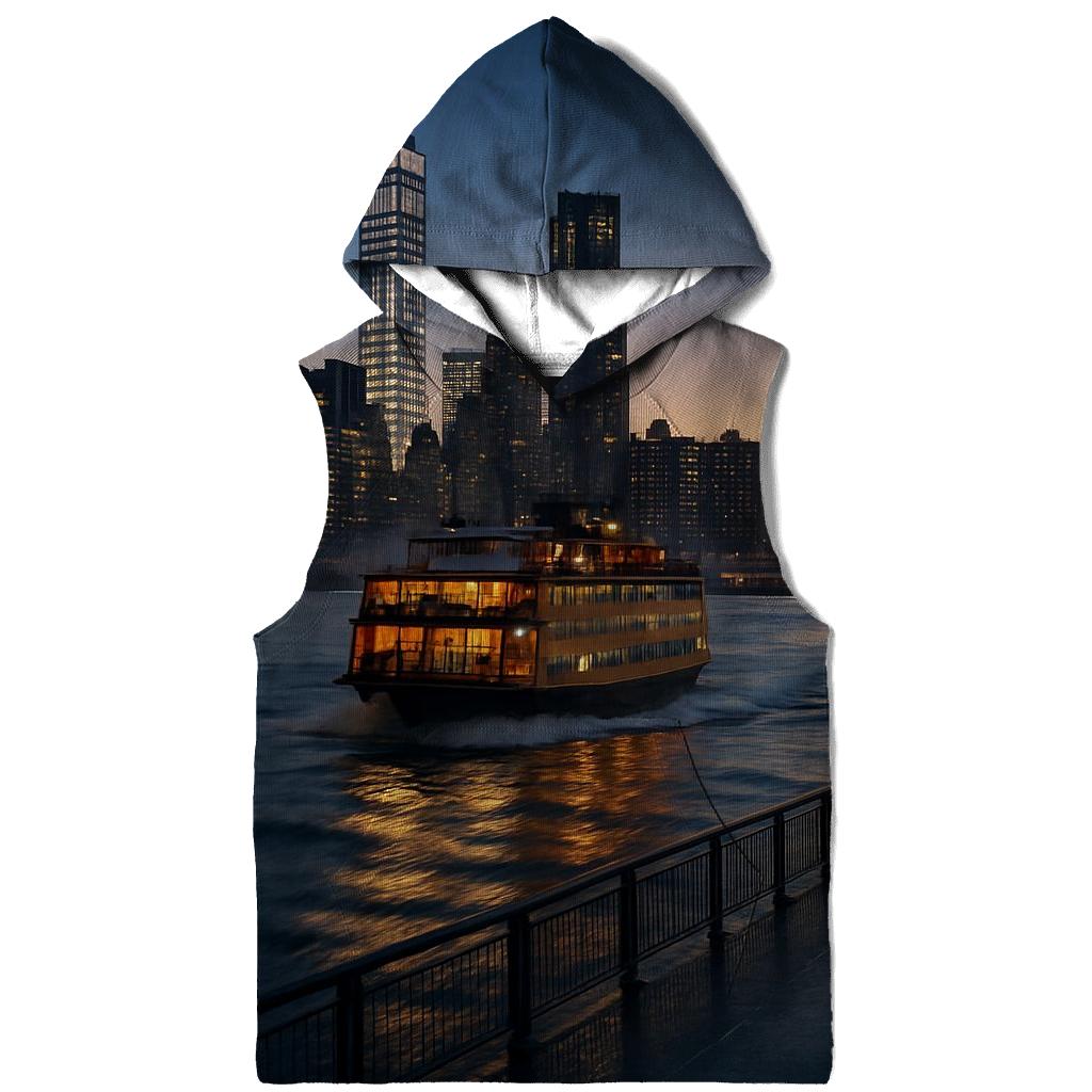 Twilight Ferry Through Manhattan heavyweight hoodies