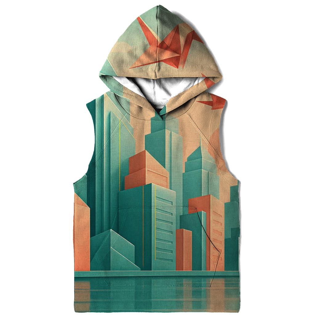 Chromatic Origami City printed hoodies