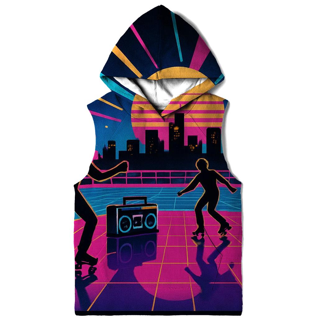 Neon Roller Rink Skyline printed hoodies