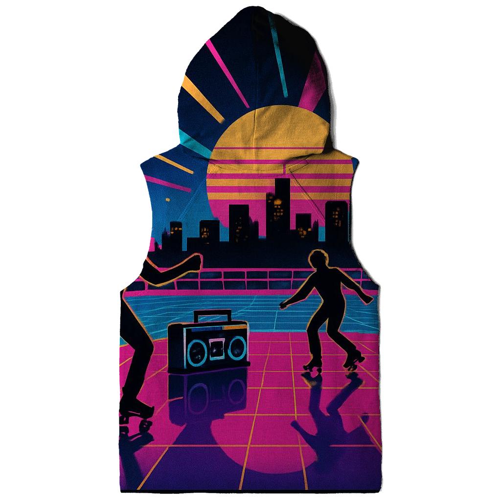 Neon Roller Rink Skyline printed hoodies