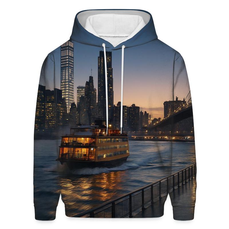 Twilight Ferry Through Manhattan premium hoodies