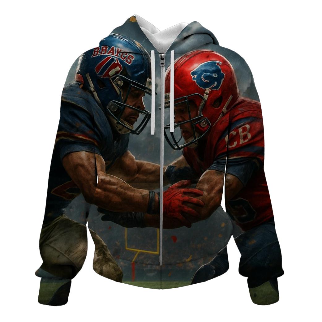 Braves Vs Cubs Gridiron Clash zip-up hoodies